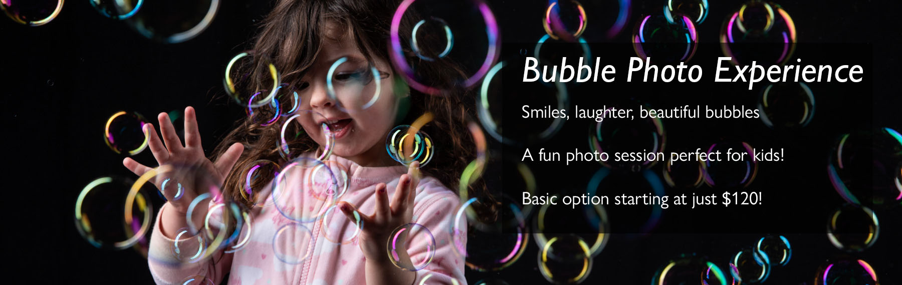 girl in the middle of bubbles